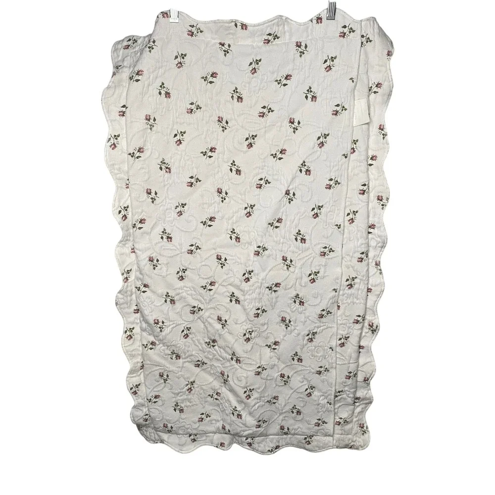 Colchass S Domingos Matelasse Quilted‎ King Sham 2-Piece Set Ivory Rose Scallop